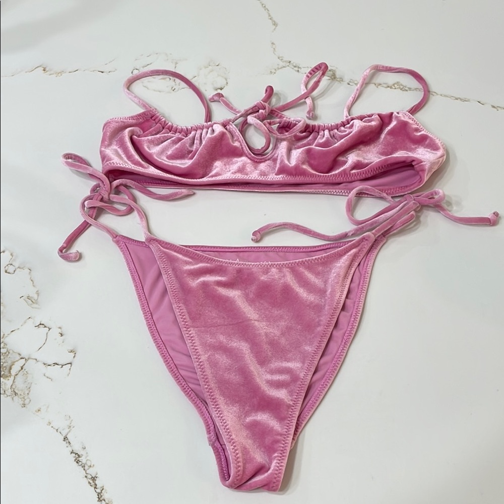 PacSun Pink Velvet Bikini Set